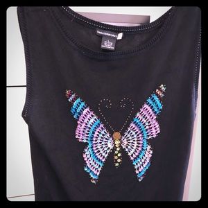 Sequined and seed beads sleeveless butterfly top.
